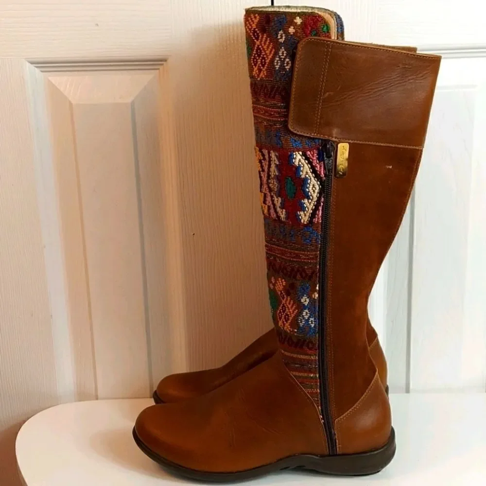 Karim Corzo Embroidered Tall Leather Boots Sz 36